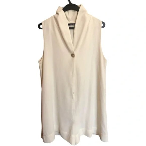 Zara Cream Buttoned Blouse with Mandarin Collar Womens Small - Picture 1 of 2